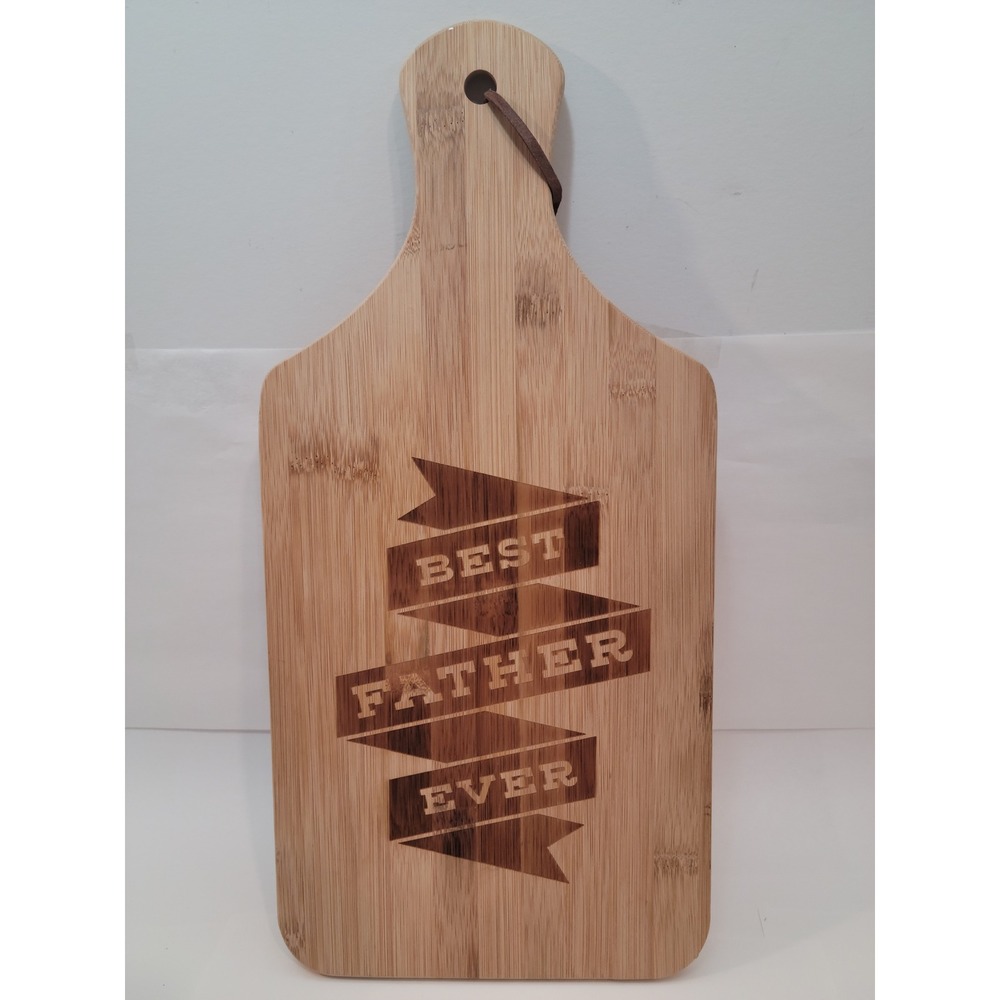 Best Father Ever Cutting Board Men Day Engraved Bamboo Wood Paddle Tray